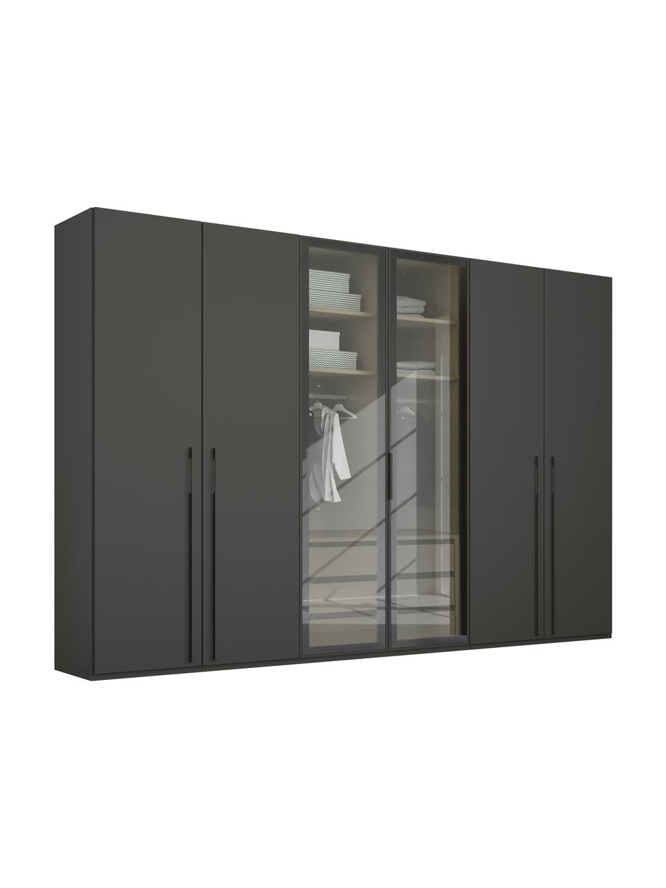Drehtürenschrank Skat Shine mit beleuchteten Glastüren, Griffe: Metall, beschichtet, Anthrazit, B 301 x H 223 cm