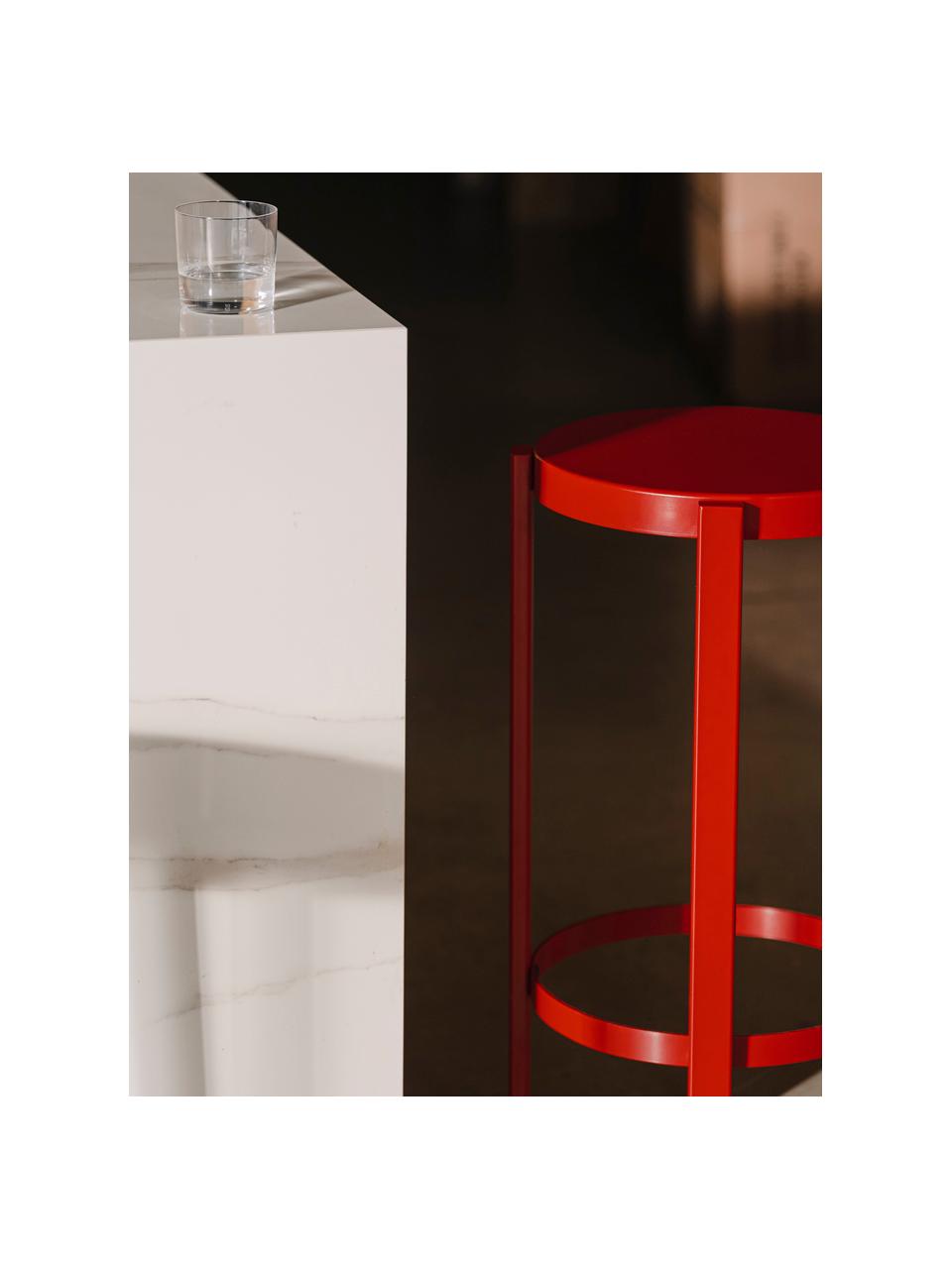 Barová stolička z kovu Doon, Ocel s práškovým nástřikem, Červená, Ø 35 cm, V 75 cm