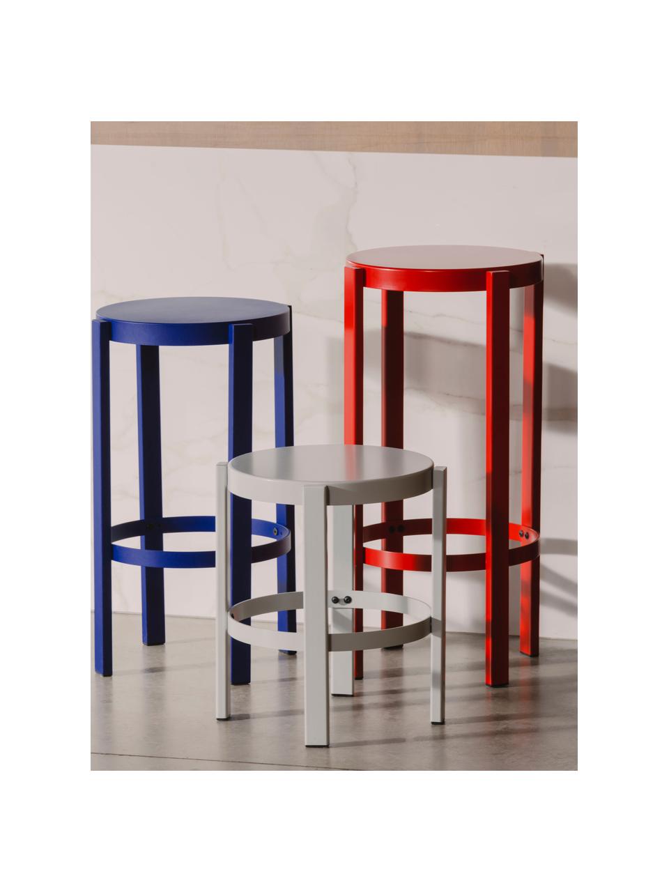 Tabouret de bar en métal Doon, haut. 75 cm, Acier, revêtement par poudre, Rouge, Ø 35 x haut. 75 cm