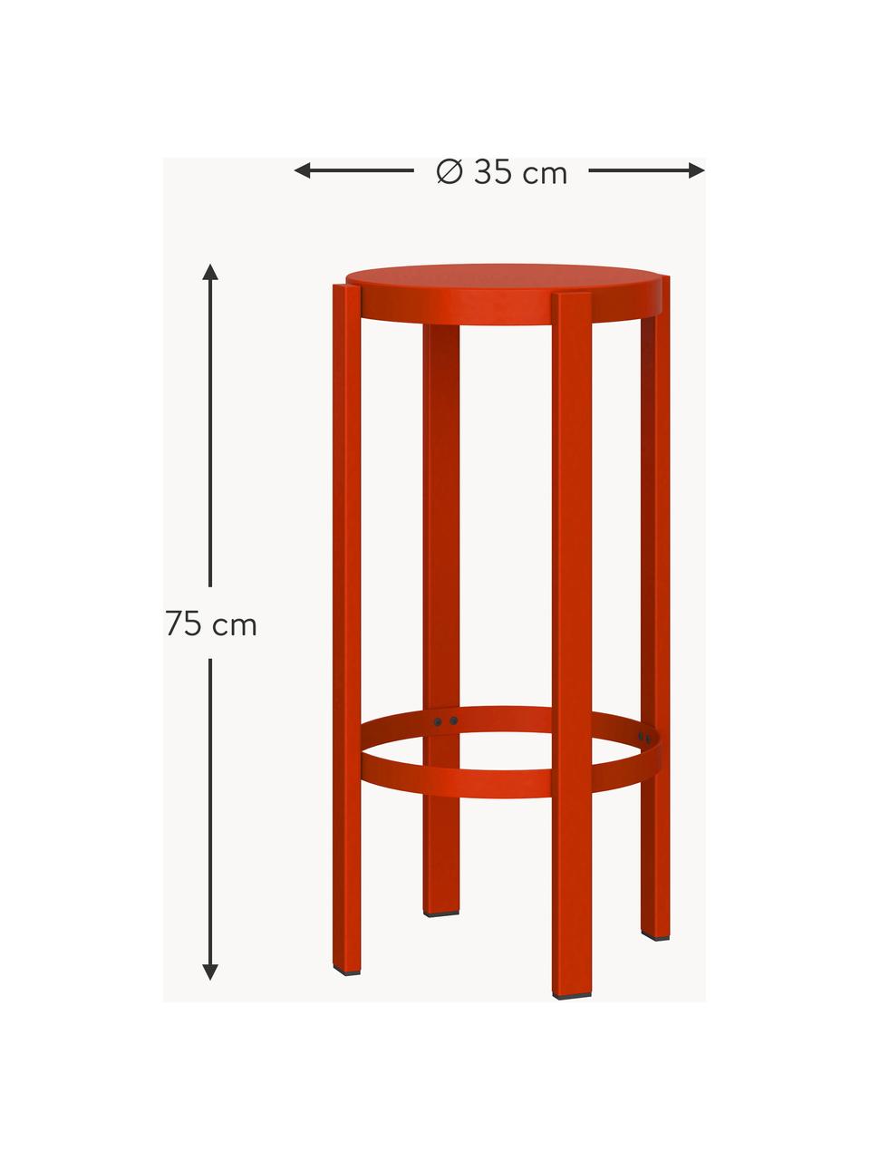 Tabouret de bar en métal Doon, haut. 75 cm, Acier, revêtement par poudre, Rouge, Ø 35 x haut. 75 cm