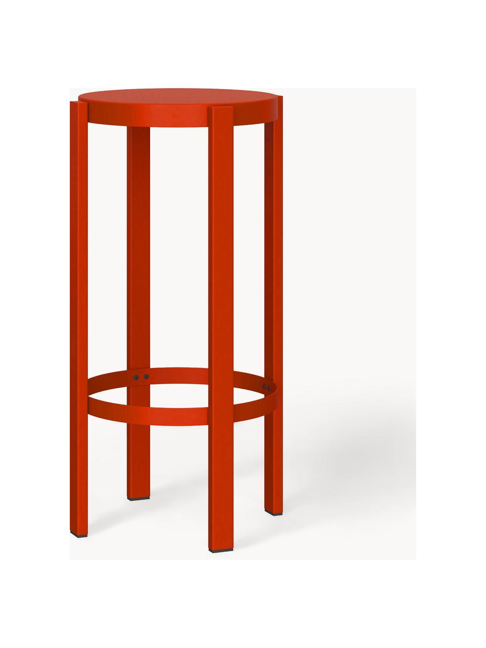 Tabouret de bar en métal Doon, haut. 75 cm, Acier, revêtement par poudre, Rouge, Ø 35 x haut. 75 cm