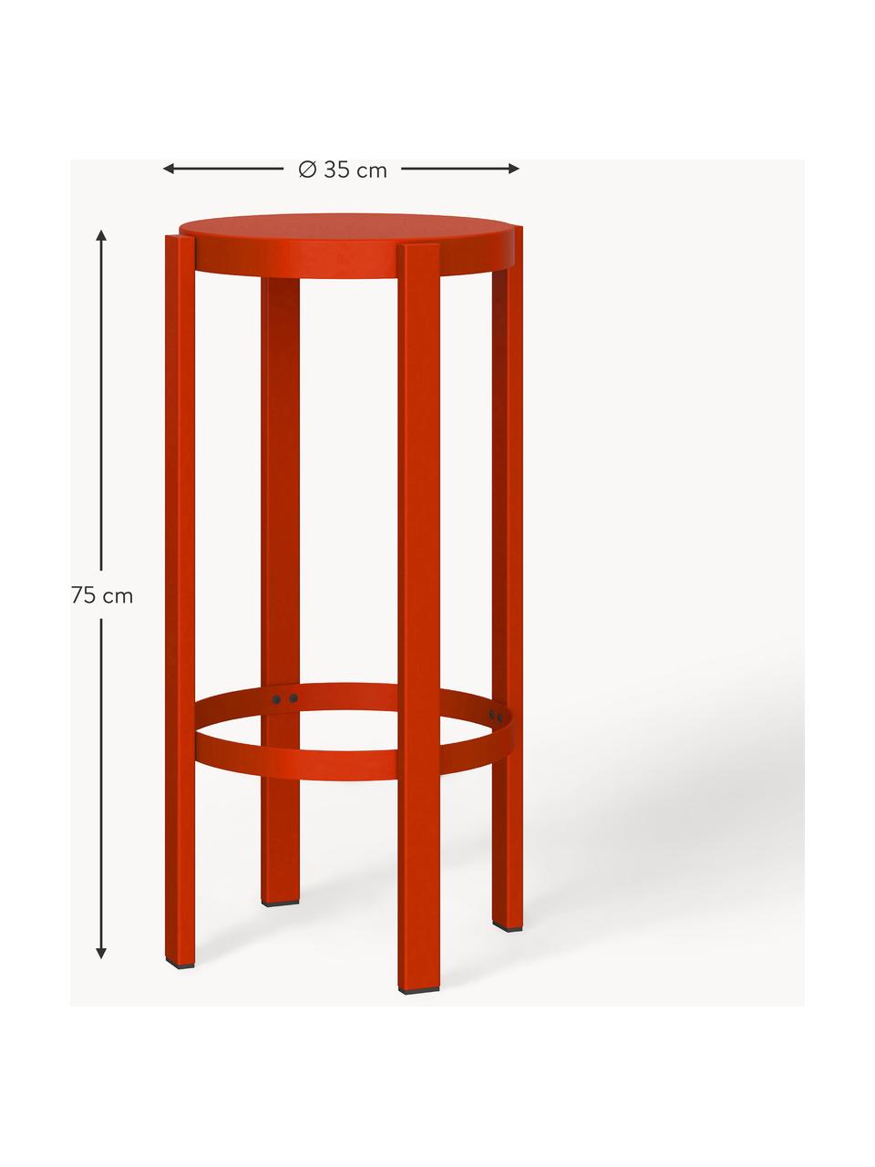 Kovová barová stolička Doon, Ocel s práškovým nástřikem, Červená, Ø 35 cm, V 75 cm