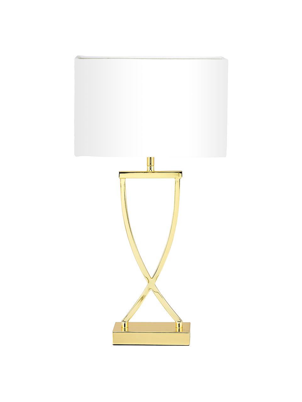 Veľká stolová lampa Vanessa, Biela, odtiene zlatej, Š 27 x V 52 cm