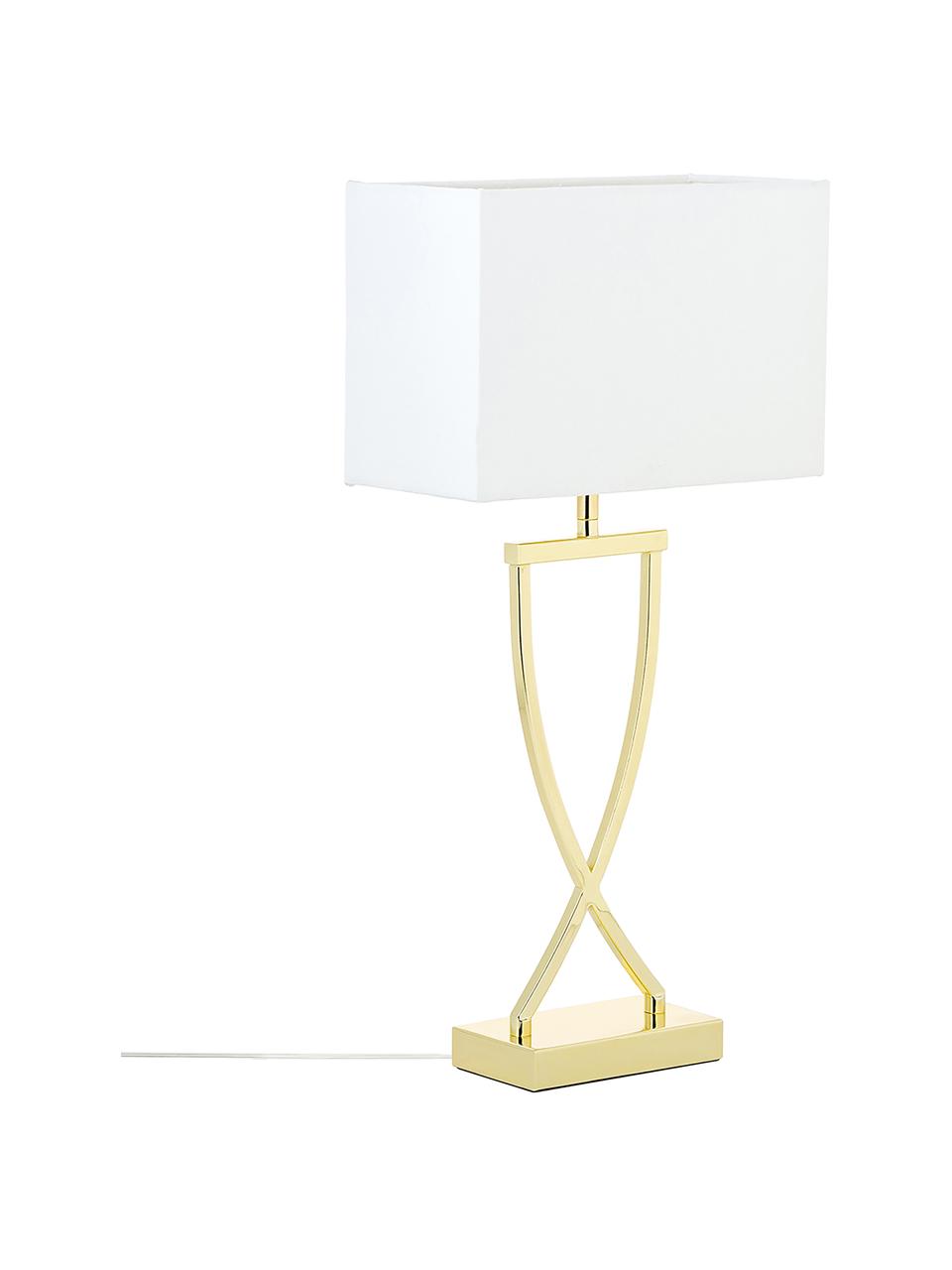 Grote klassieke tafellamp Vanessa in goudkleur, Lampvoet: metaal, Lampenkap: textiel, Goudkleurig, B 27 x H 52 cm