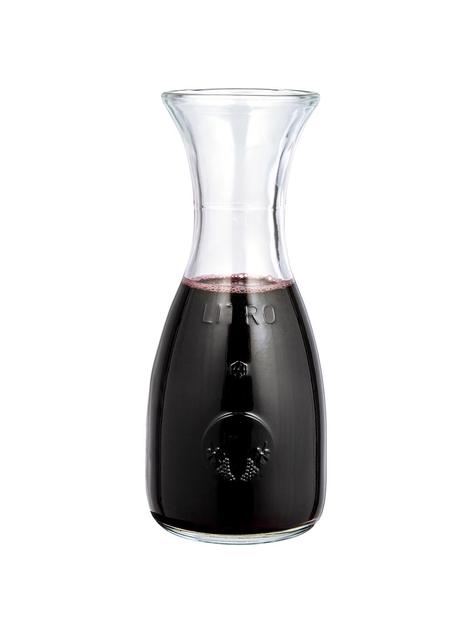 Skleněná karafa s reliéfem Vino, 1 l, Sklo, Transparentní, V 26 cm, 1 l