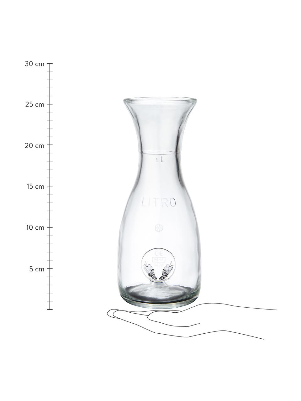 Carafe avec embossage décoratif en forme de grappe de raisins Vino, 1 L, Verre, Transparent, haut. 26 cm, 1 l