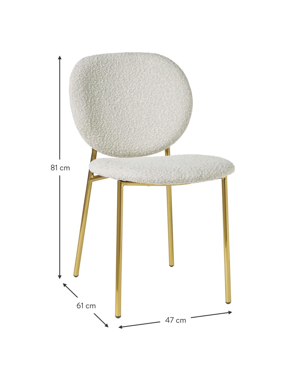 Bouclé čalouněné židle Ulrice, 2 ks, Bílé bouclé, zlatá, Š 47 cm, H 61 cm