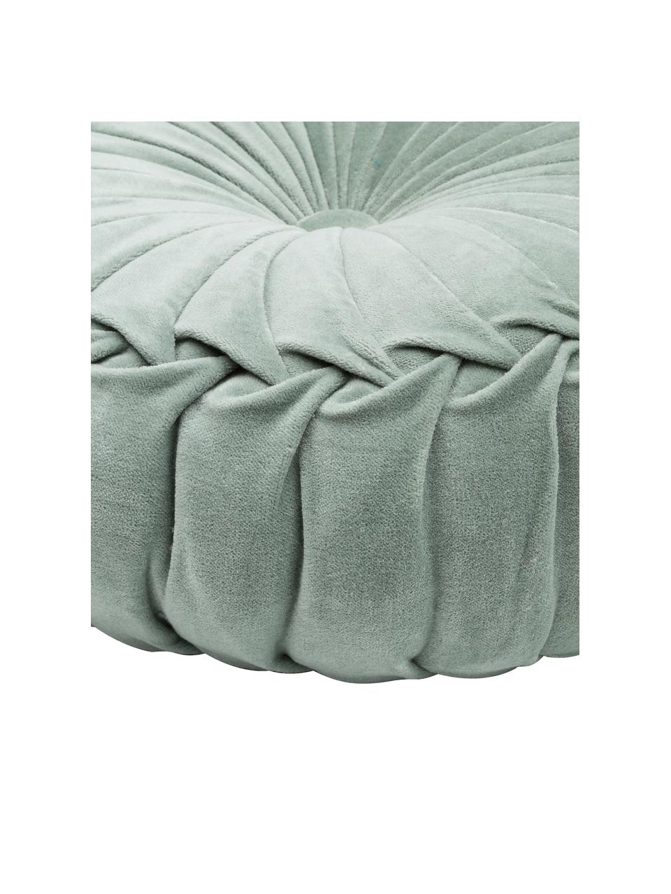 Cuscino con imbottitura in velluto rotondo Kanan, 100% velluto di cotone, Verde menta, Ø 40 cm