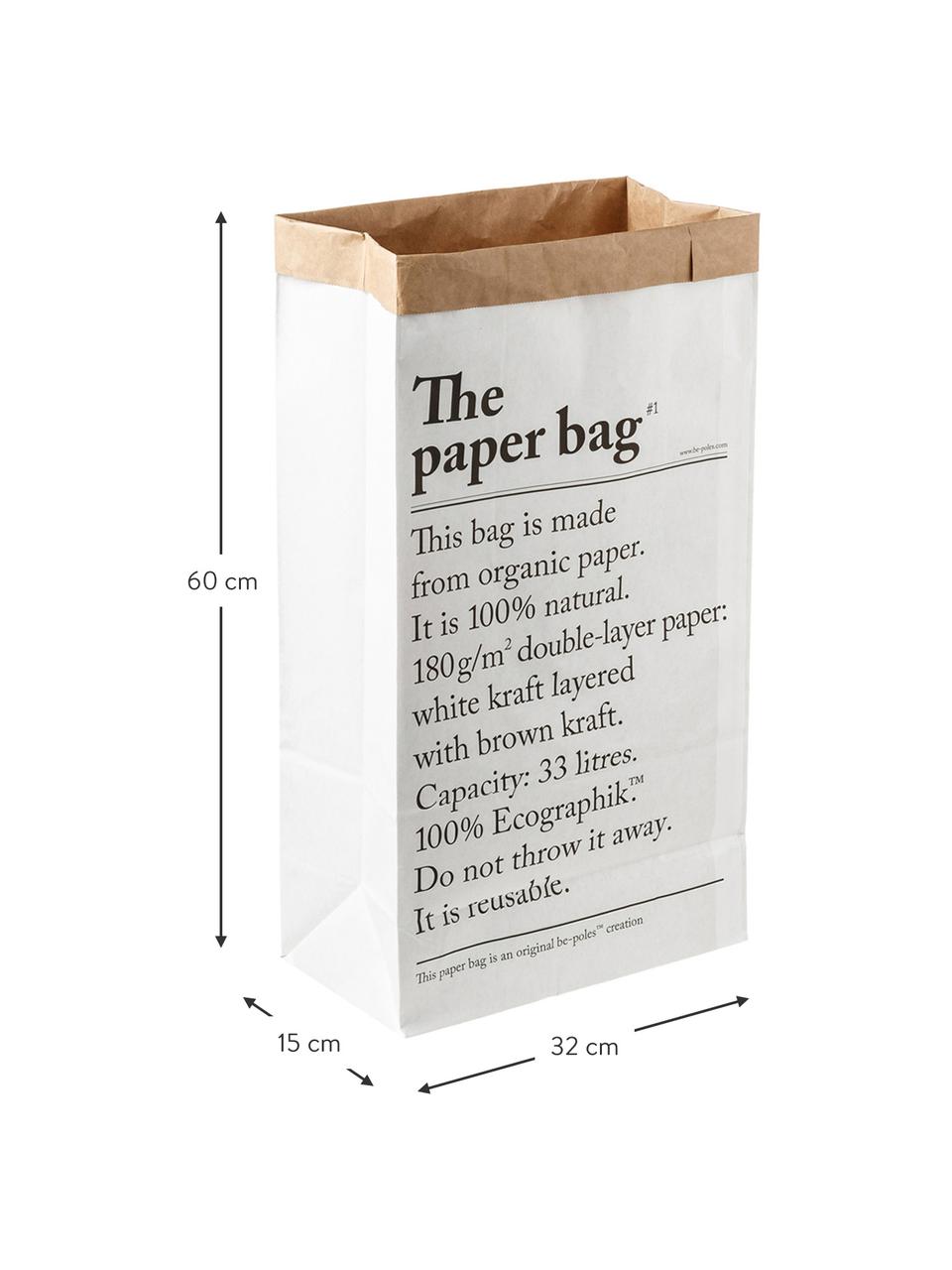 Opbergzak Le sac en papier, 33l, Gerecycled papier, Wit, B 32 x H 60 cm