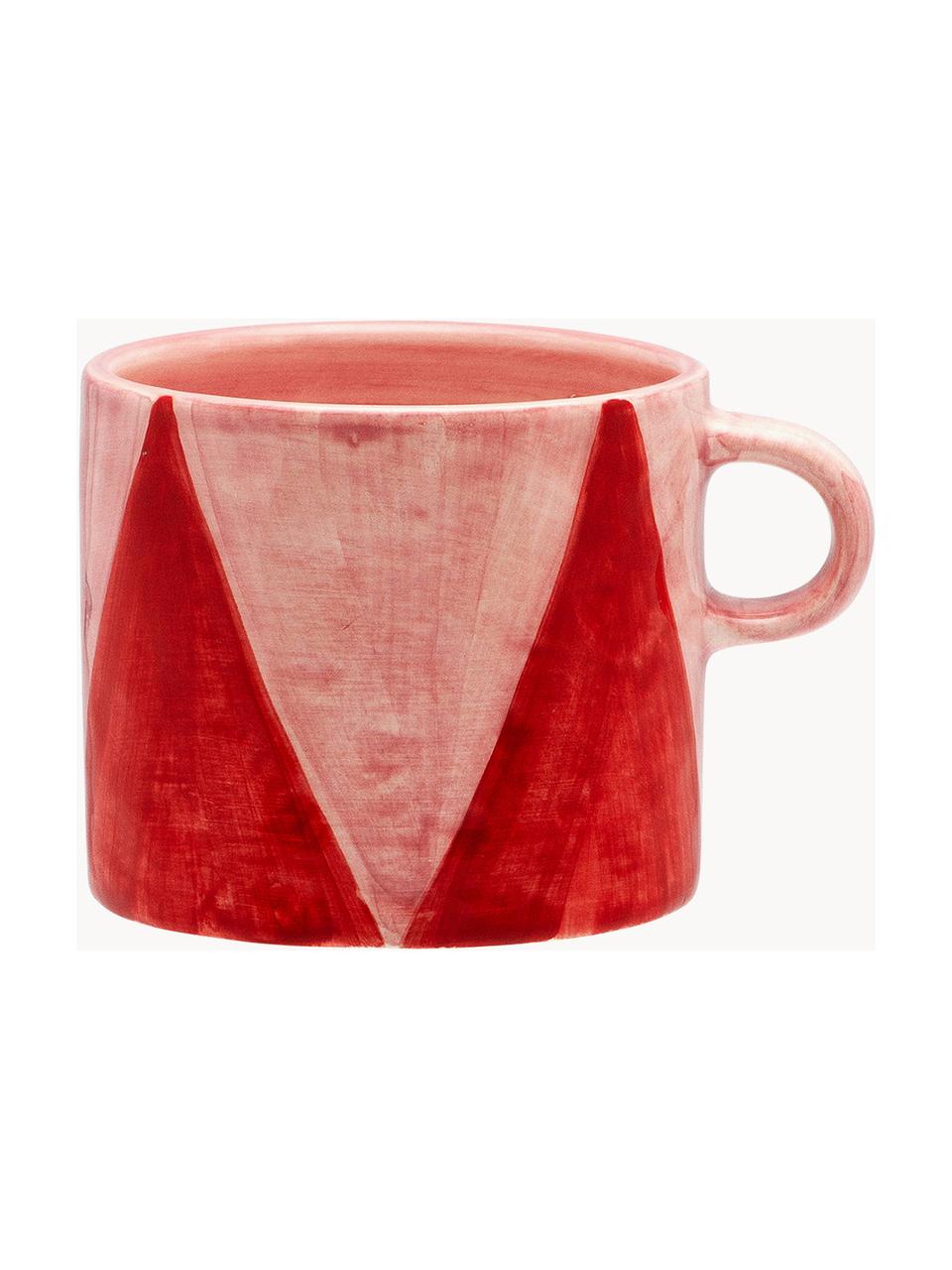 Ručne maľovaná šálka Diamond Candy, Keramika, Svetloružová, červená, Ø 10 x V 9 cm, 500 ml