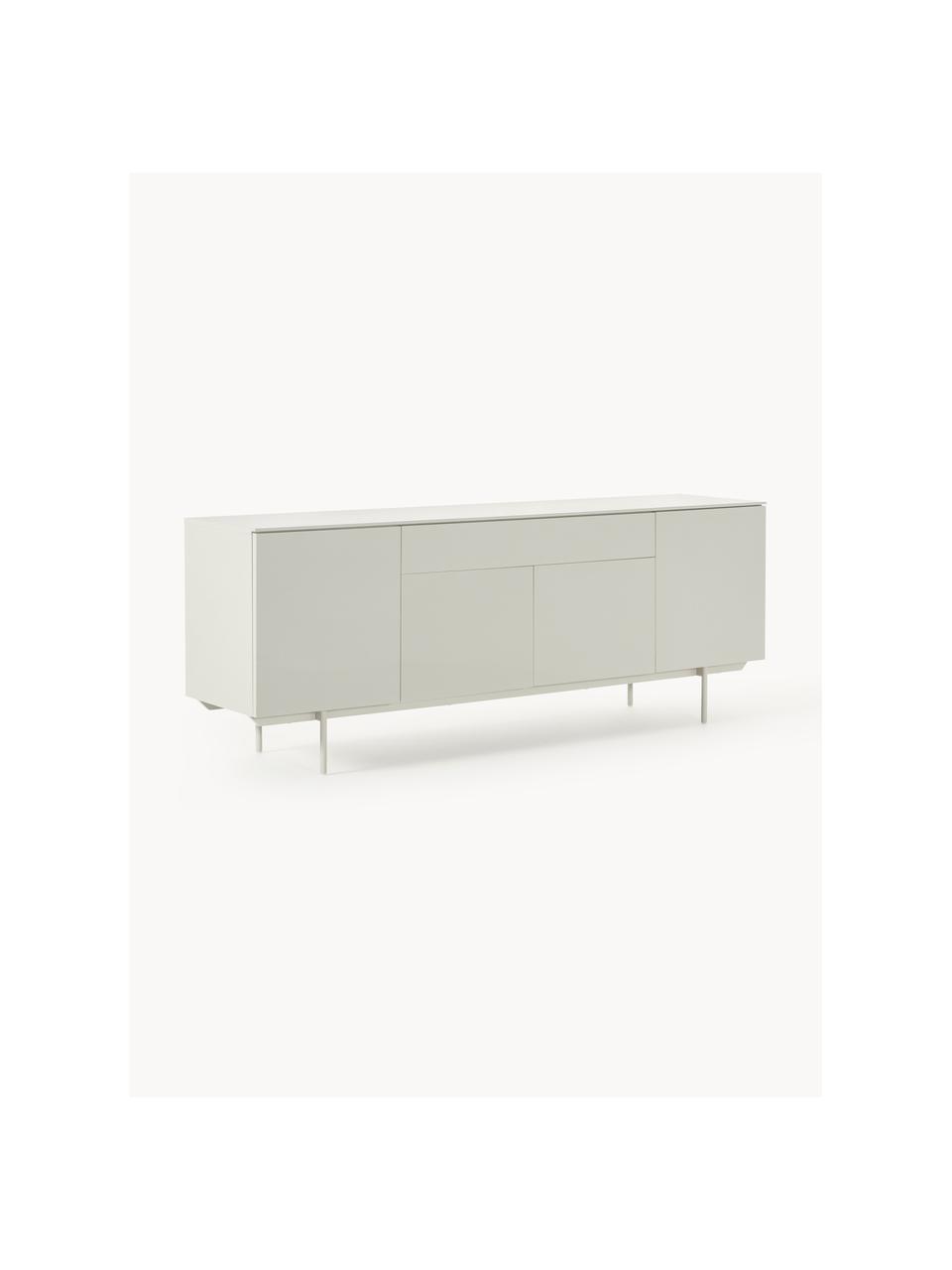 Aparador Elona, Estructura: tablero de fibras de dens, Patas: metal con pintura en polv, Beige claro brillante, An 200 x Al 75 cm