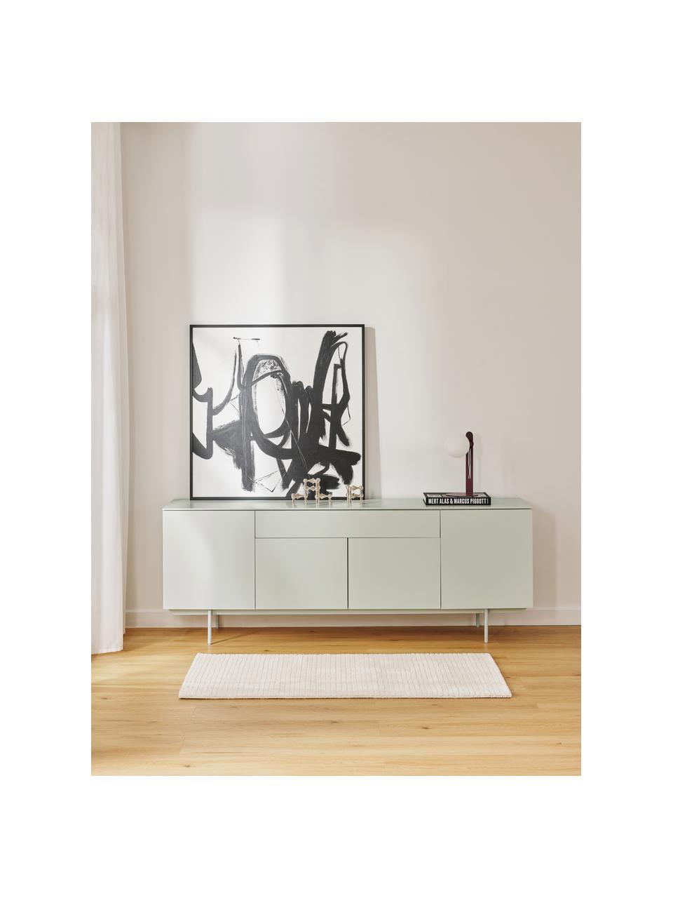 Aparador Elyn, Estructura: tablero de fibras de dens, Patas: metal con pintura en polv, Greige brillante, An 200 x Al 75 cm