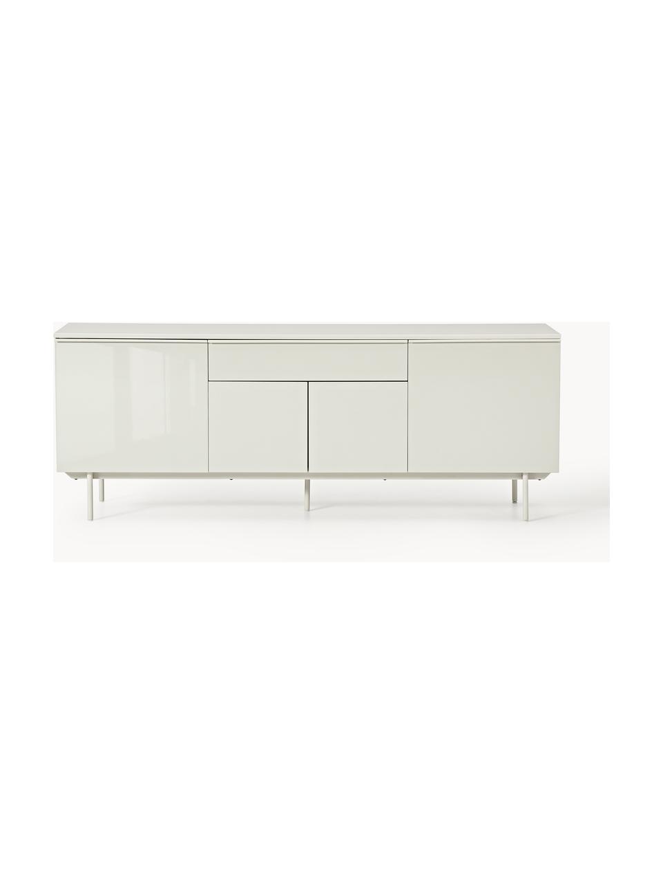 Holz-Sideboard Elona, Korpus: Mitteldichte Holzfaserpla, Fußgestell: Metall, pulverbeschichtet, Hellbeige, glänzend, B 200 x H 75 cm