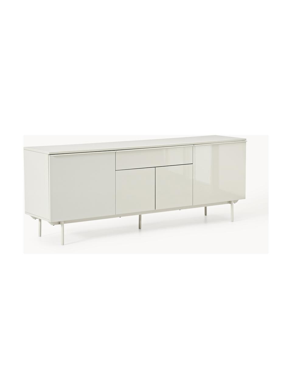 Holz-Sideboard Elona, Korpus: Mitteldichte Holzfaserpla, Fußgestell: Metall, pulverbeschichtet, Hellbeige, glänzend, B 200 x H 75 cm