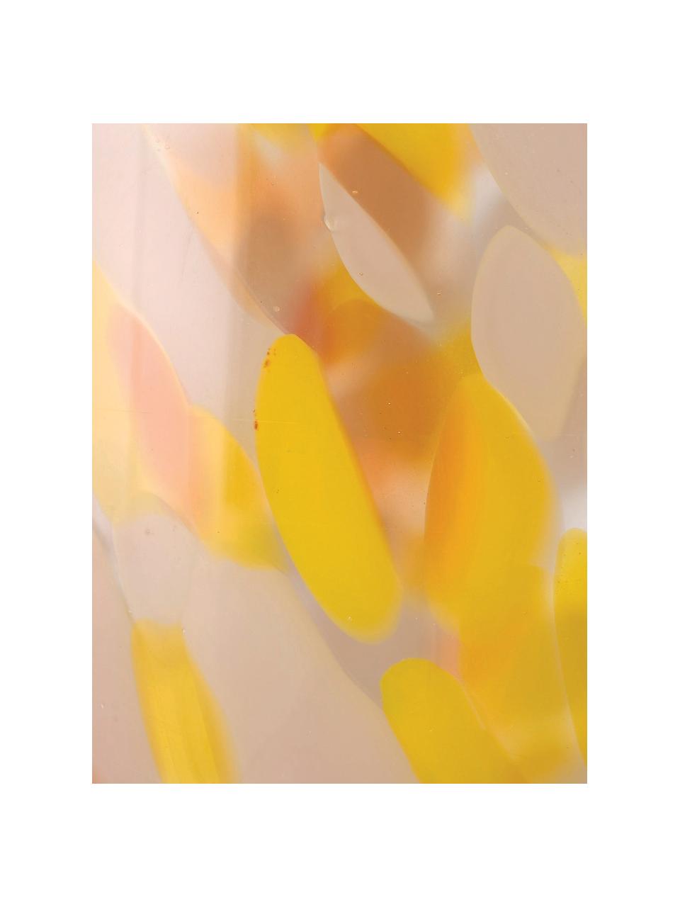 Portavelas de vidrio moteado Lulea, Vidrio, Amarillo, tonos marrones, Ø 15 x Al 17 cm