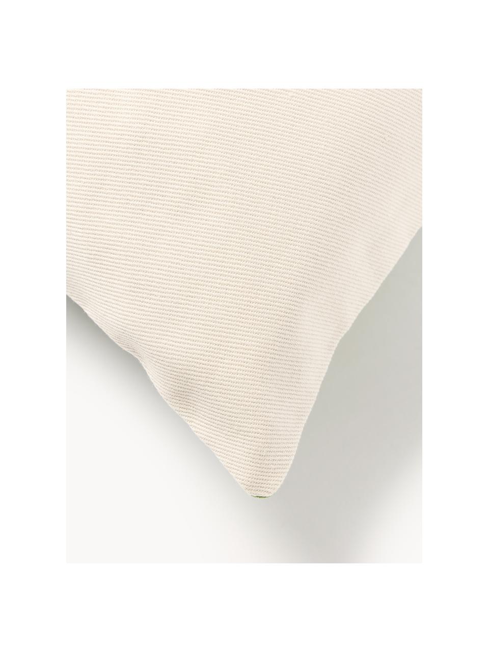 Seiden-Kissenhülle Silky mit abstraktem Muster, Vorderseite: 100 % Seide, Rückseite: 100 % Baumwolle, Grün, Dunkelblau, Off White, B 40 x L 60 cm