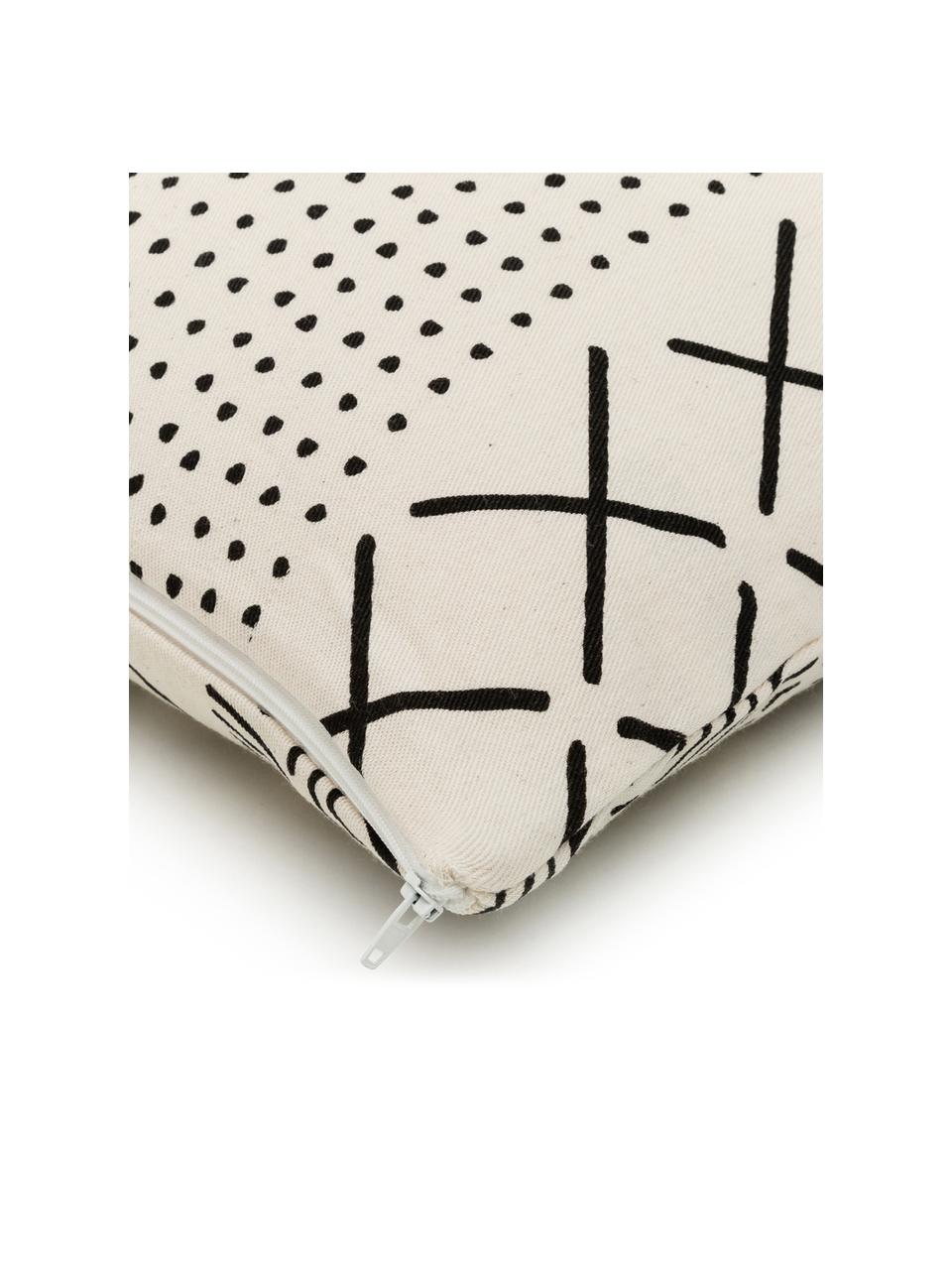 Housse de coussin 40x40 beige Hekli, Écru, noir