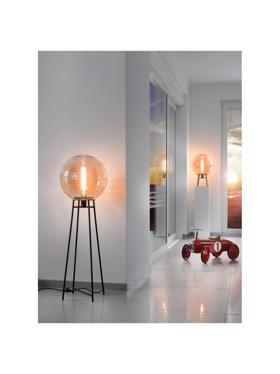 Lámpara de pie Lantaren, Pantalla: vidrio, Cable: plástico, Ámbar, negro, Ø 37 x Al 117 cm