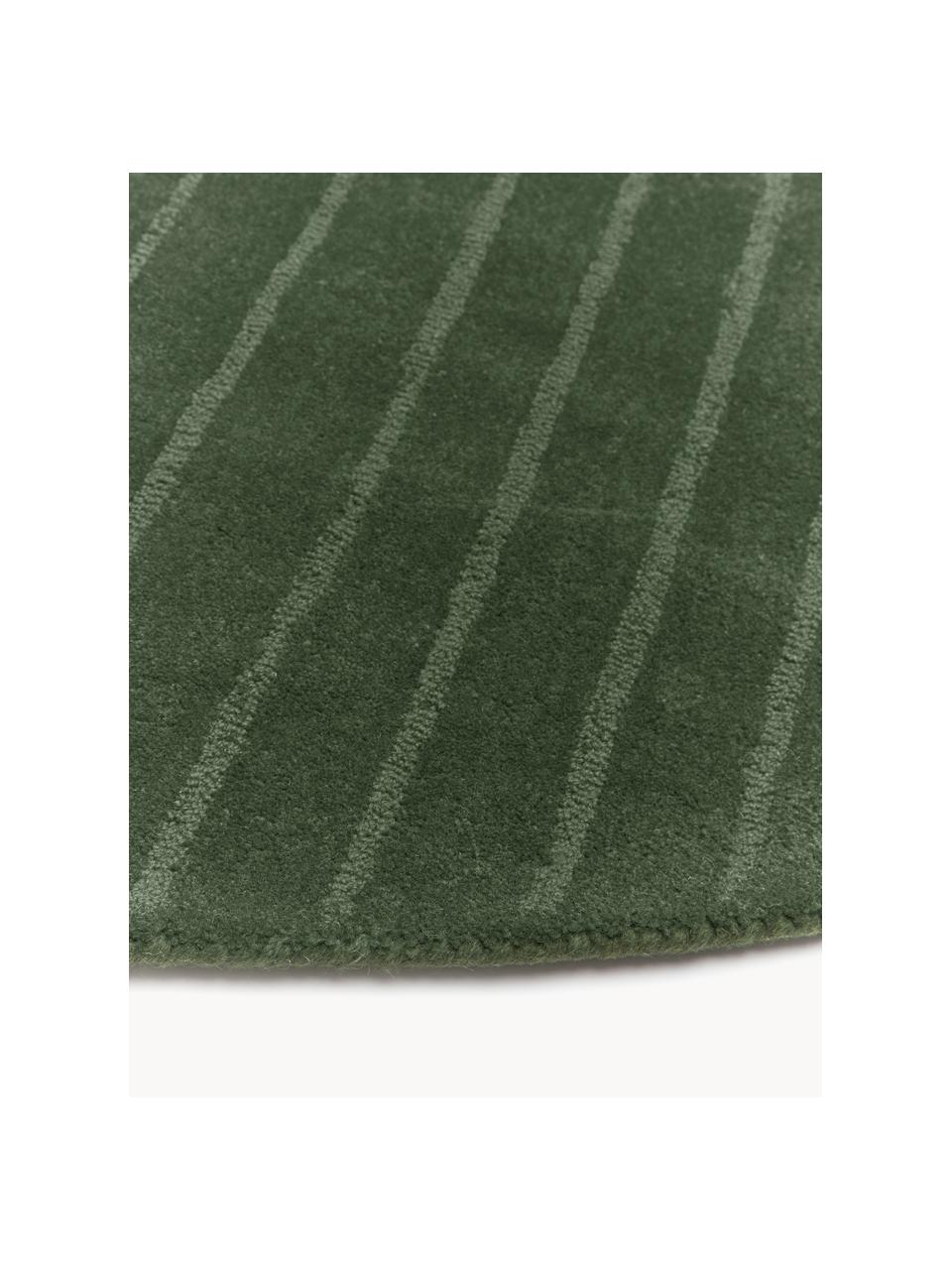 Tappeto rotondo in lana fatto a mano Mason, Retro: 100% cotone Nel caso dei , Verde scuro, Ø 120 cm (taglia S)