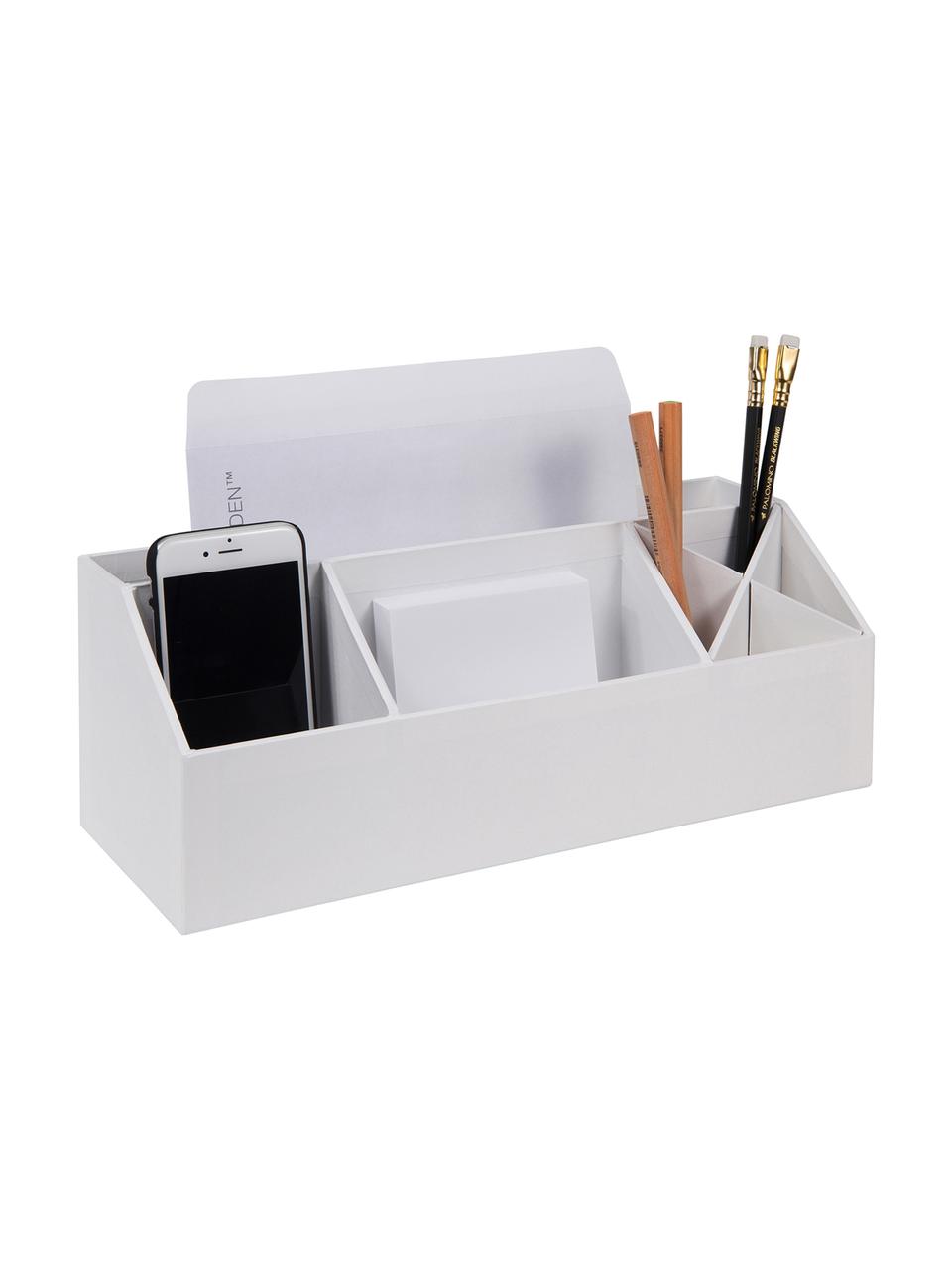 Bureau organizer Elisa, Massief, gelamineerd karton, Wit, B 33 x H 13 cm