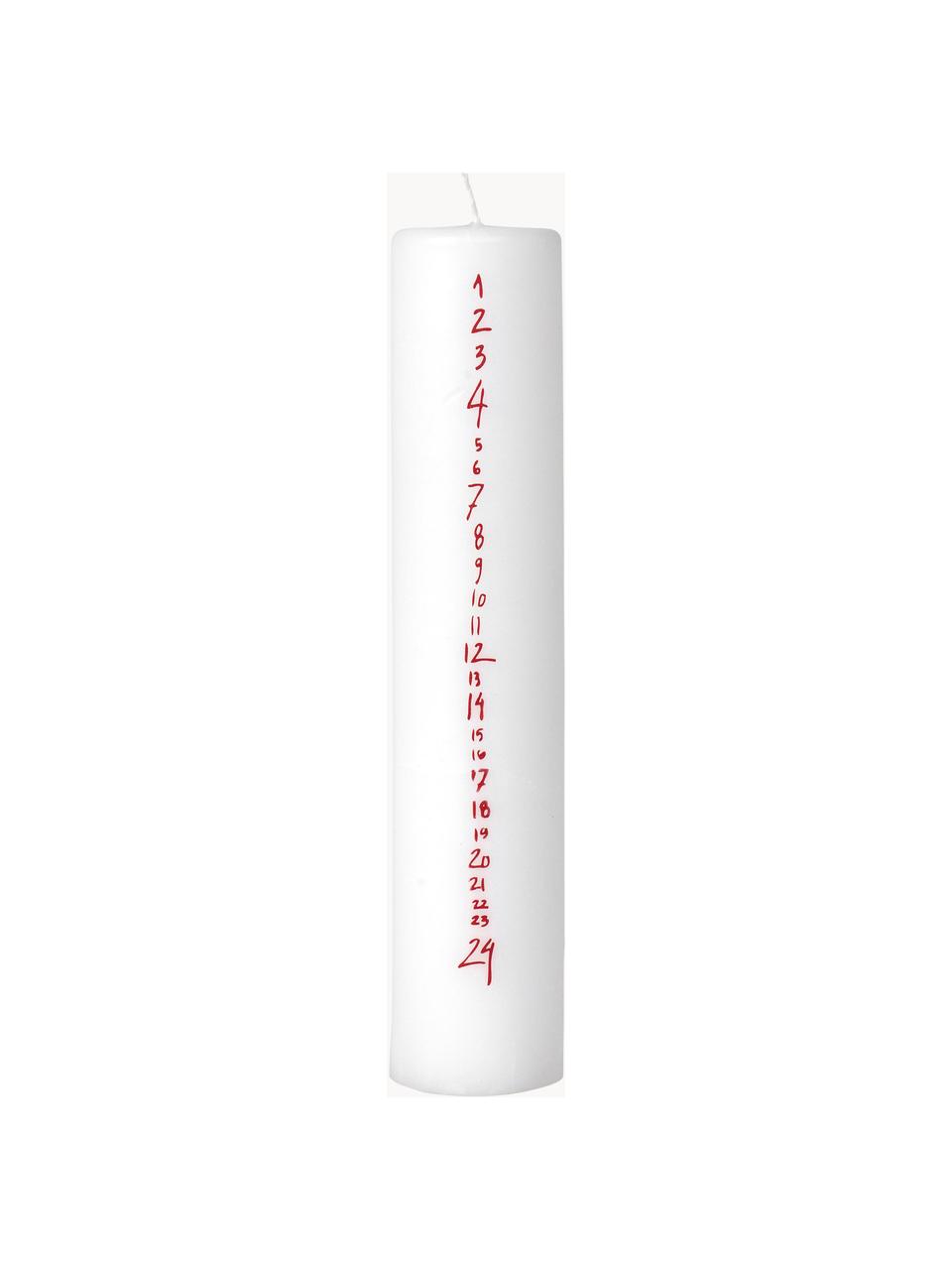 Ručně vyrobená adventní svíčka Rustic, Parafín, Bílá, červená, Ø 5 cm, V 25 cm