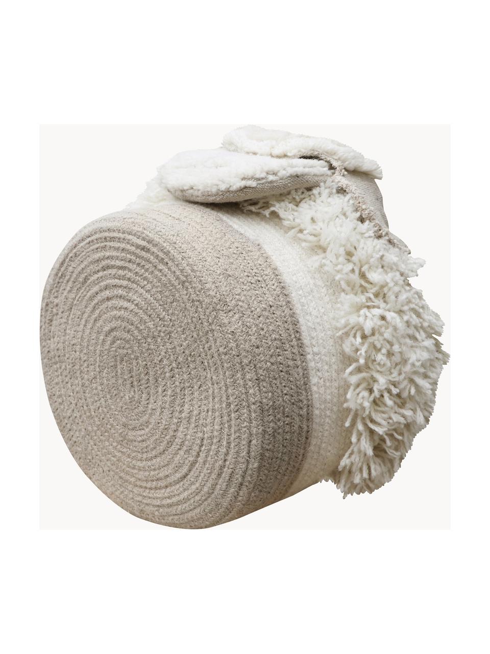 Cesta Sheep, Cesta: 100% lana, Bolsa: 100% algodón, Tonos beige claros, An 30 x Al 27 cm