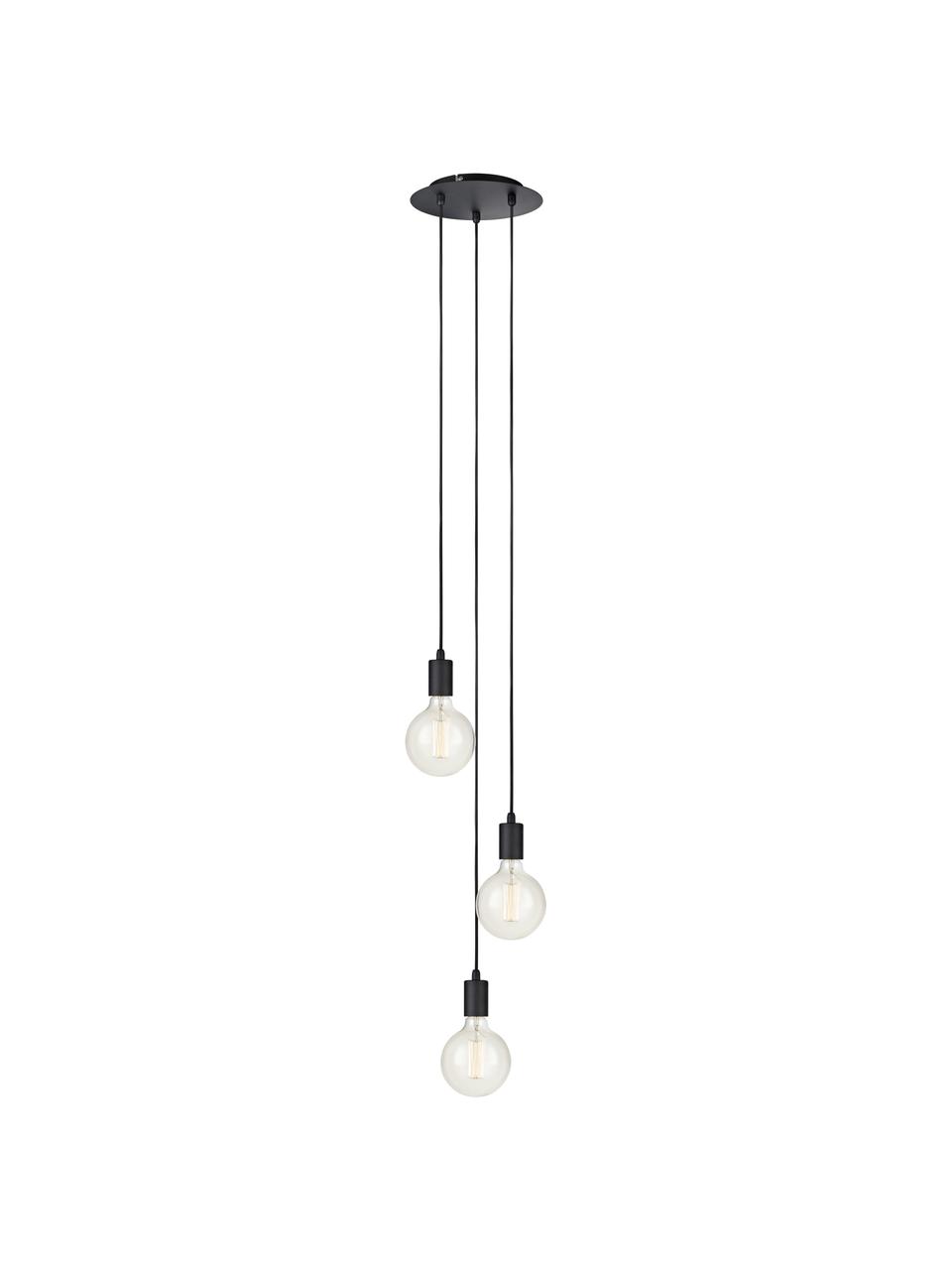 Kleine cluster hanglamp Sky, Baldakijn: gelakt messing, Zwart, Ø 25 cm