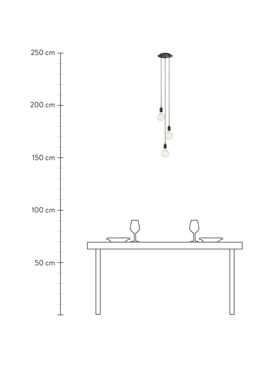 Kleine cluster hanglamp Sky, Baldakijn: gelakt messing, Zwart, Ø 25 cm