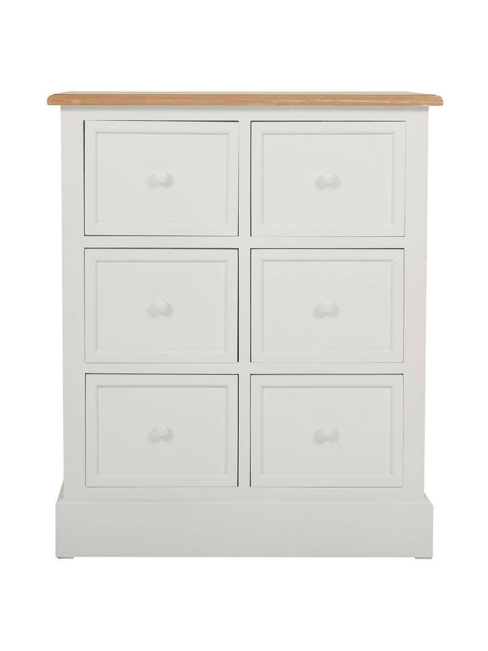 Cómoda Noa, Madera de paulownia, Blanco, Beige, An 68 x Al 80 cm