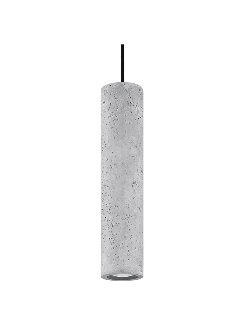 Malá závesná lampa z betónu Fadre, Sivá, čierna, Ø 7 x V 30 cm