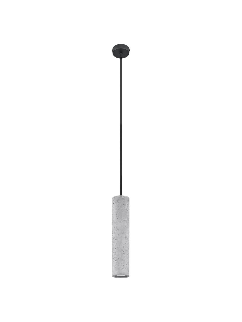 Lampa wisząca z betonu Fadre, Szary, czarny, Ø 7 x W 30 cm