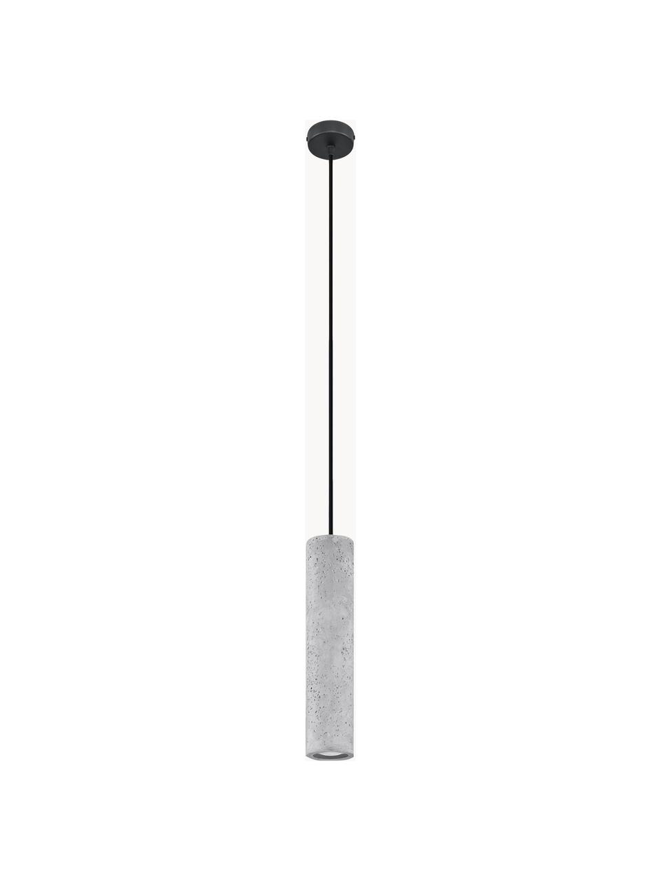 Kleine hanglamp Fadre van beton, Lampenkap: beton, Lichtgrijs, Ø 7 x H 30 cm