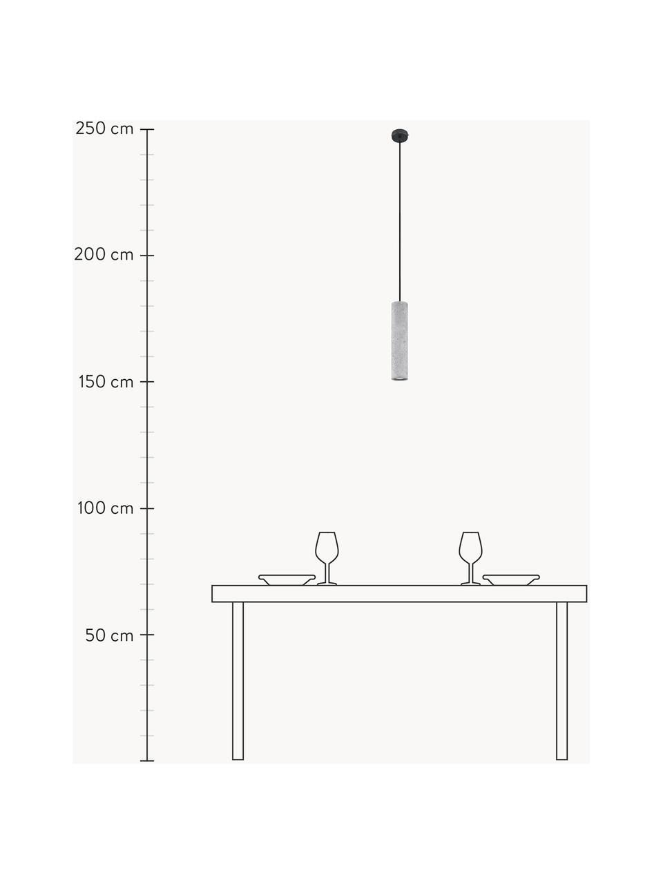 Kleine hanglamp Fadre van beton, Lampenkap: beton, Lichtgrijs, Ø 7 x H 30 cm