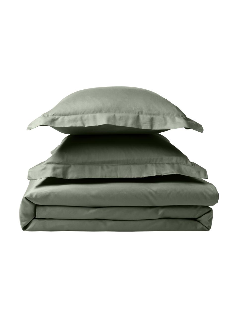 Housse de couette en satin de coton Premium, Vert foncé, larg. 200 x long. 200 cm