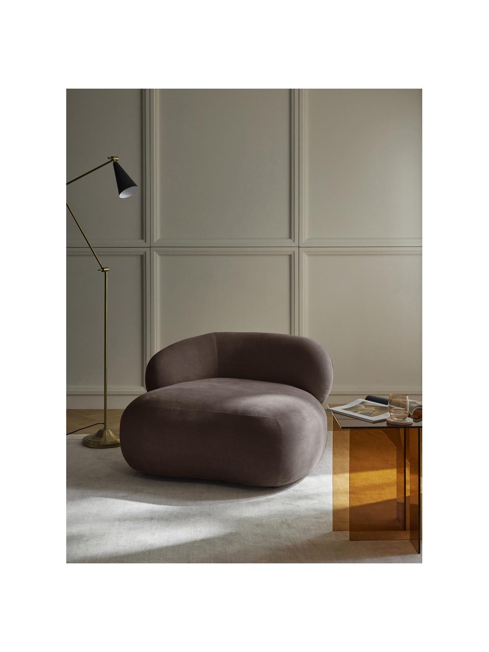 Fauteuil lounge Alba, Tissu brun foncé, larg. 102 x prof. 89 cm, dossier à gauche