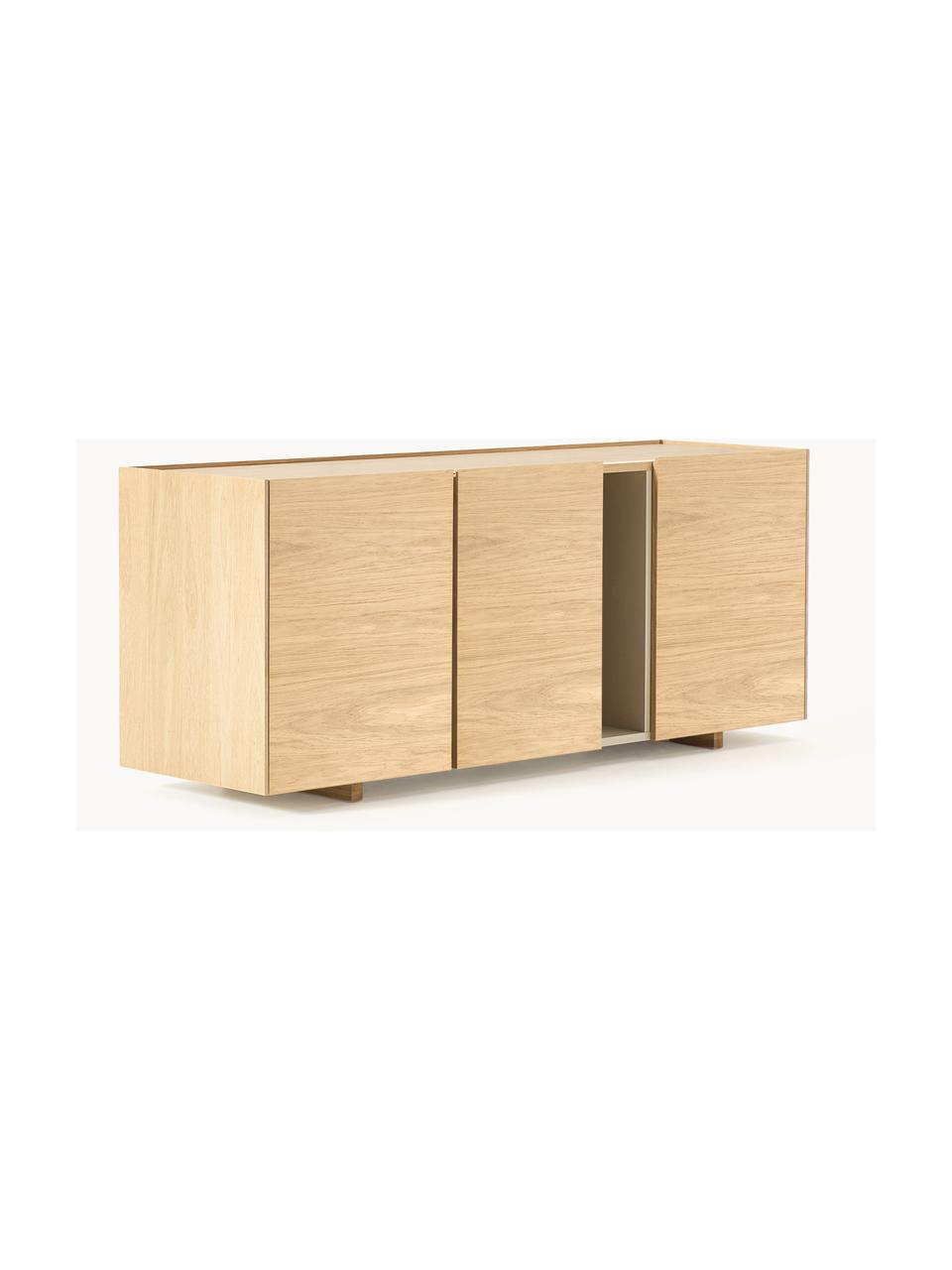 Holz-Sideboard Larsen, Korpus: Spanplatte mit Eichenholz, Eichenholz, lackiert, B 160 x H 67 cm