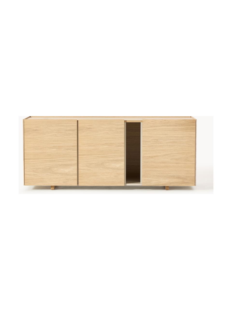 Holz-Sideboard Larsen, Korpus: Spanplatte mit Eichenholz, Eichenholz, lackiert, B 160 x H 67 cm