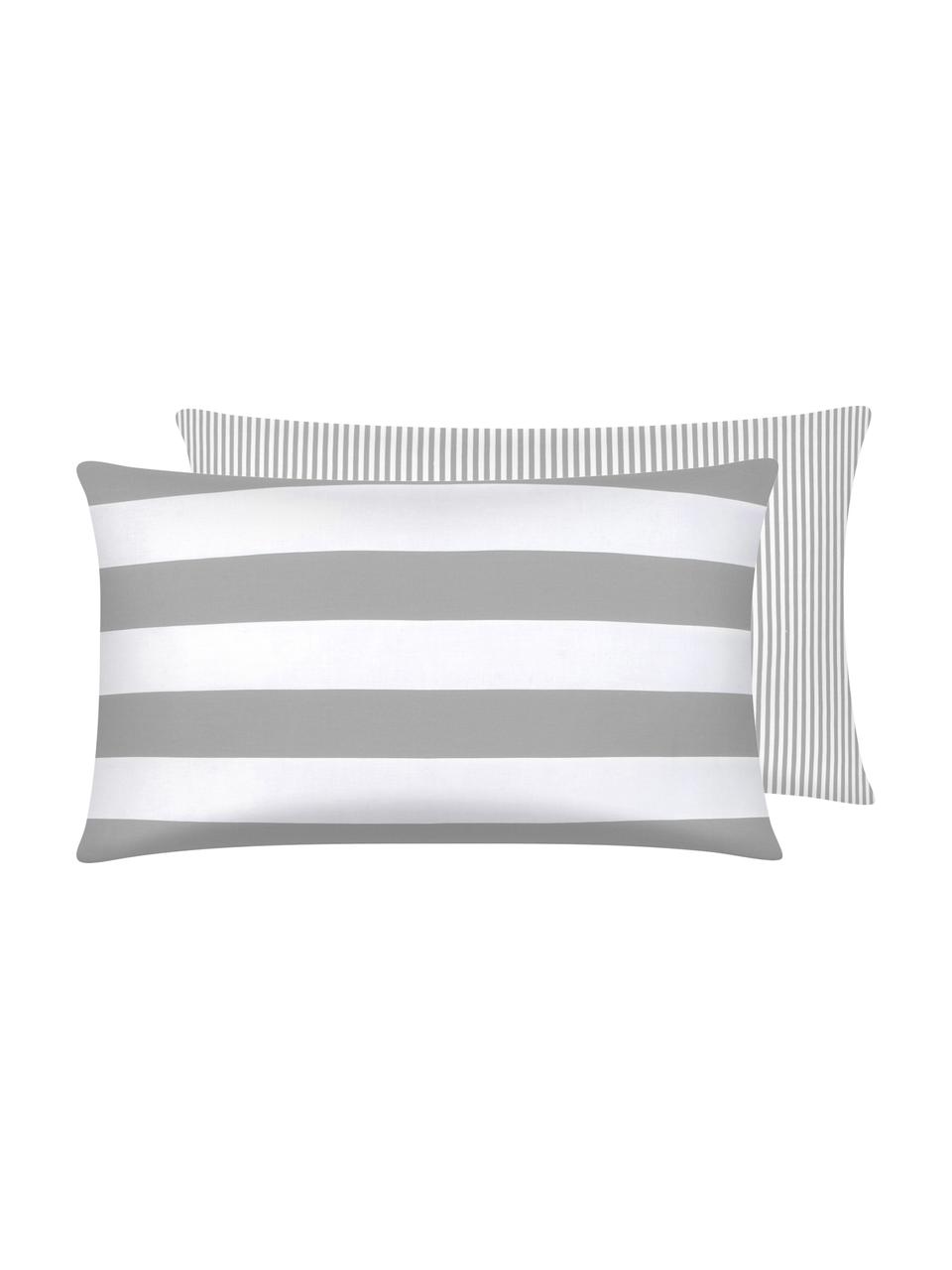 Funda de almohada de algodón Lorena, Gris claro, blanco crema, An 50 x L 70 cm