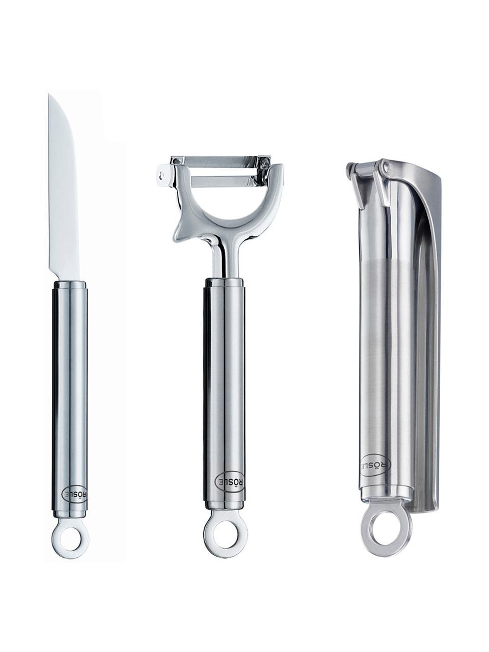 Set de utensilios de cocina Klara, 3 pzas., 18/10 acero inoxidable, acero, Acero inoxidable, Set de diferentes tamaños