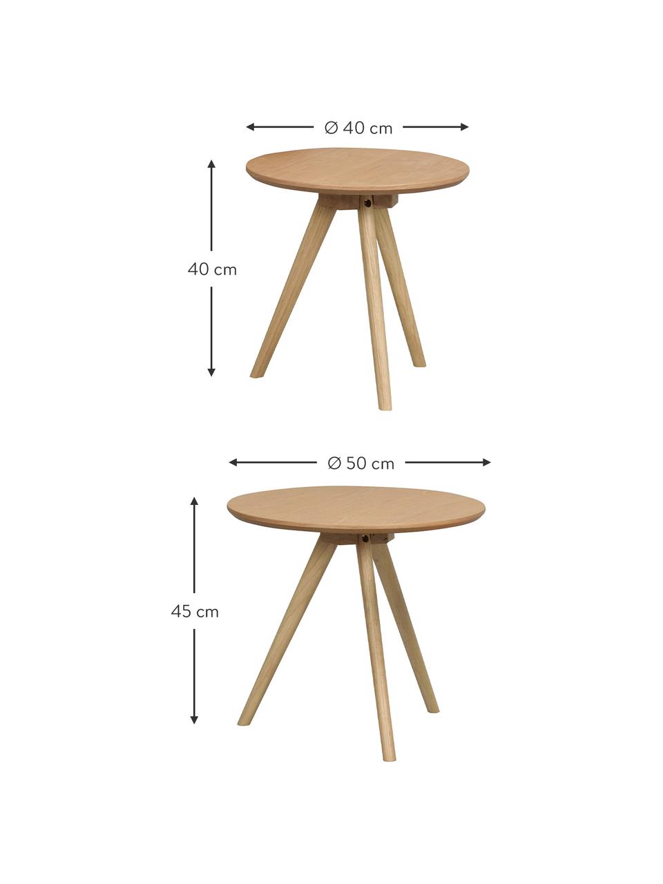 Súprava pomocných stolíkov Yumi, 2 diely, Svetlohnedá, Súprava s rôznymi veľkosťami