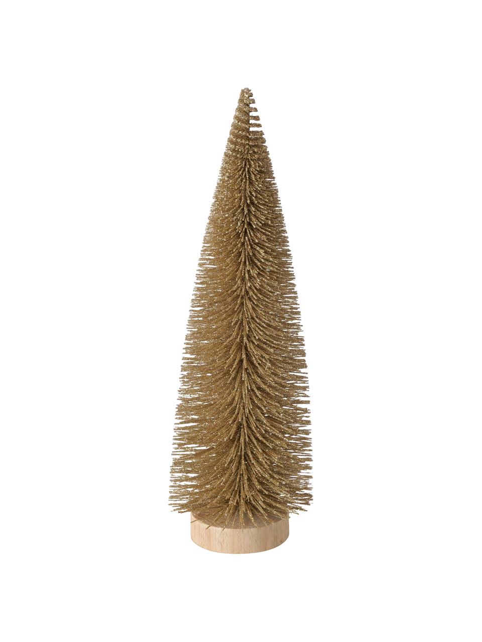 Decoratieve kerstboomset Tarvo, 3-delig, MDF, polyester-vilt, Goudkleurig, lichtbruin, Set met verschillende formaten