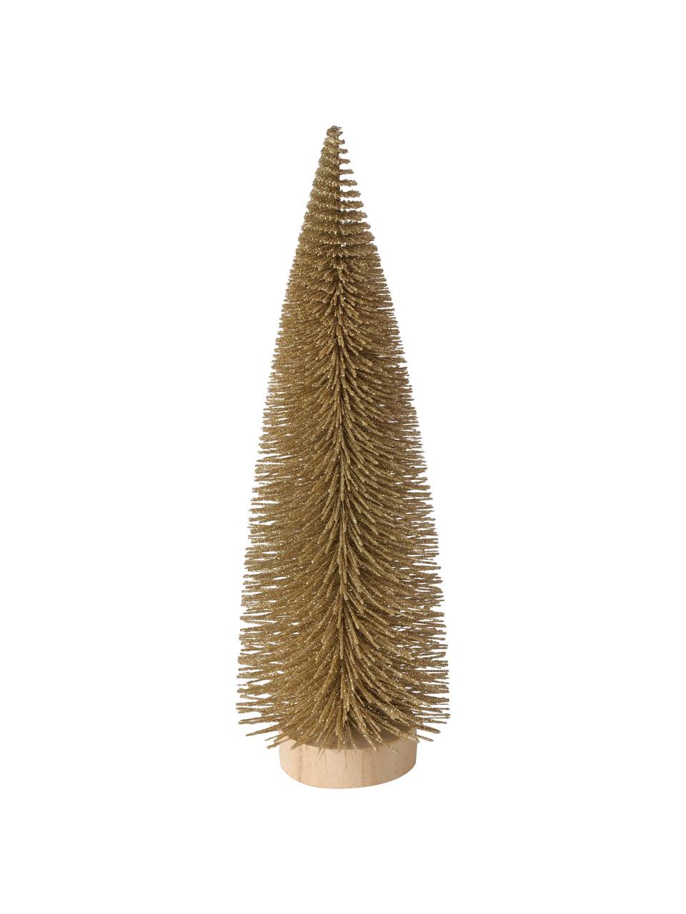 Arbre de Noël décoratif Tarvo, 3 élém., MDF (panneau en fibres de bois à densité moyenne), feutre de polyester, Doré, brun clair, Lot de différentes tailles