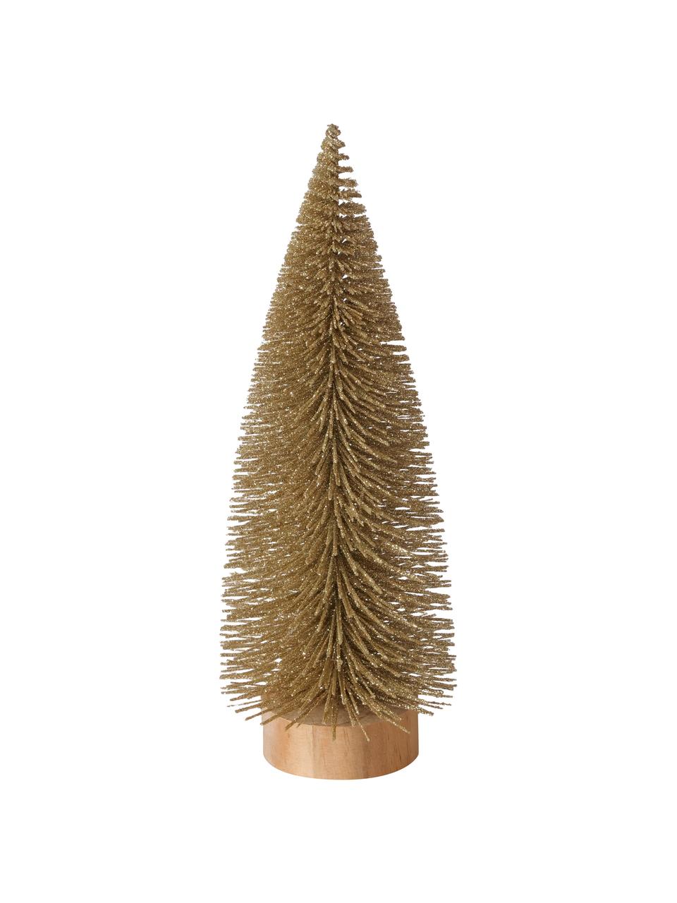 Arbre de Noël décoratif Tarvo, 3 élém., MDF (panneau en fibres de bois à densité moyenne), feutre de polyester, Doré, brun clair, Lot de différentes tailles