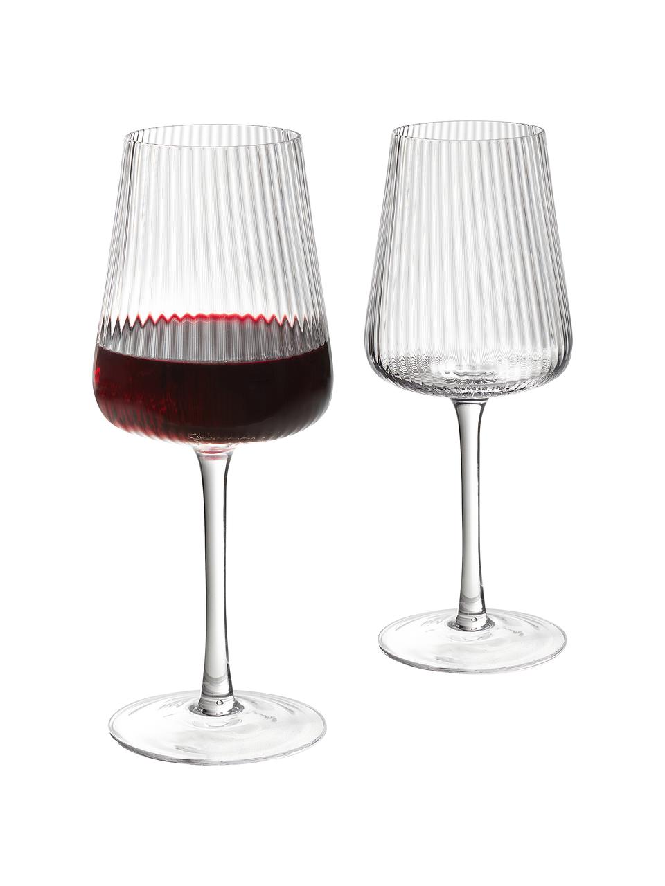 Verres à vin rouge faits main Cami, 4 pièces, Verre, soufflé bouche, Transparent, Ø 9 x haut. 24 cm