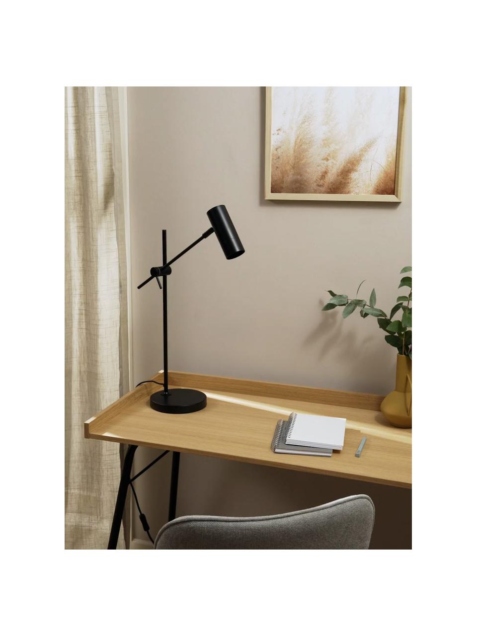 Lámpara de escritorio Cassandra, Pantalla: metal con pintura en polv, Cable: tela, Negro, An 47 x Al 55 cm