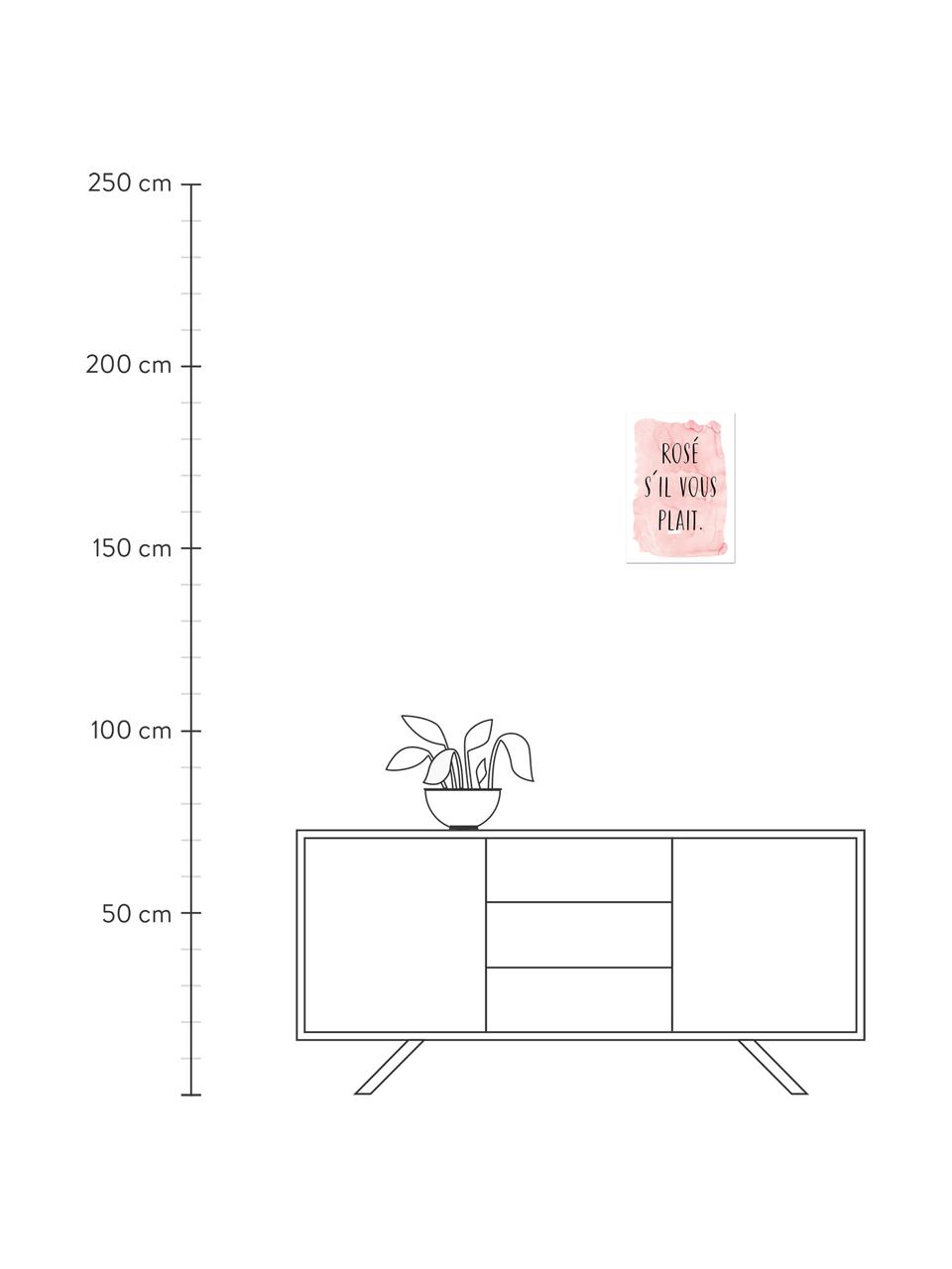 Plakat S'il Vous Plait, Druk cyfrowy na papierze, 200 g/m², Blady różowy, czarny, biały, S 30 x W 42 cm