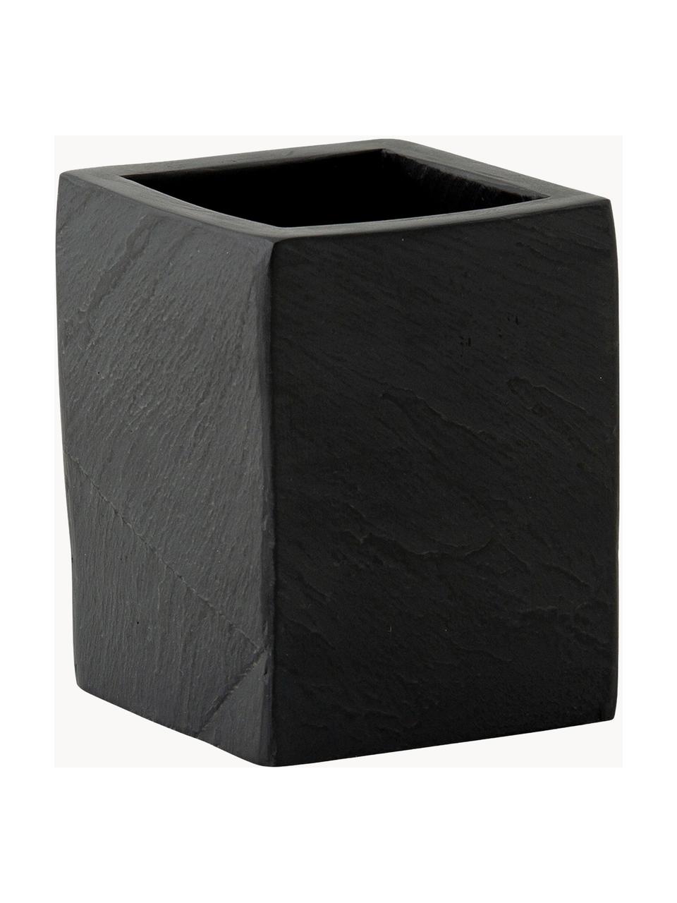 Porta spazzolini effetto ardesia Slate, Poliresina effetto ardesia, Nero, Larg. 8 x Alt. 10 cm