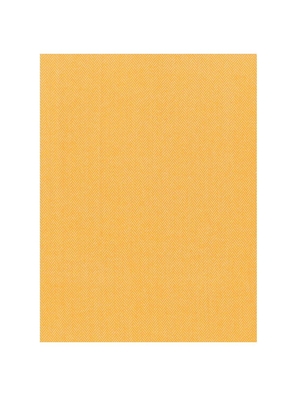 Plaid giallo con frange con frange Skyline, 50% cotone, 50% acrilico, Giallo di cartamo, bianco latte, Larg. 140 x  Lung.180 cm