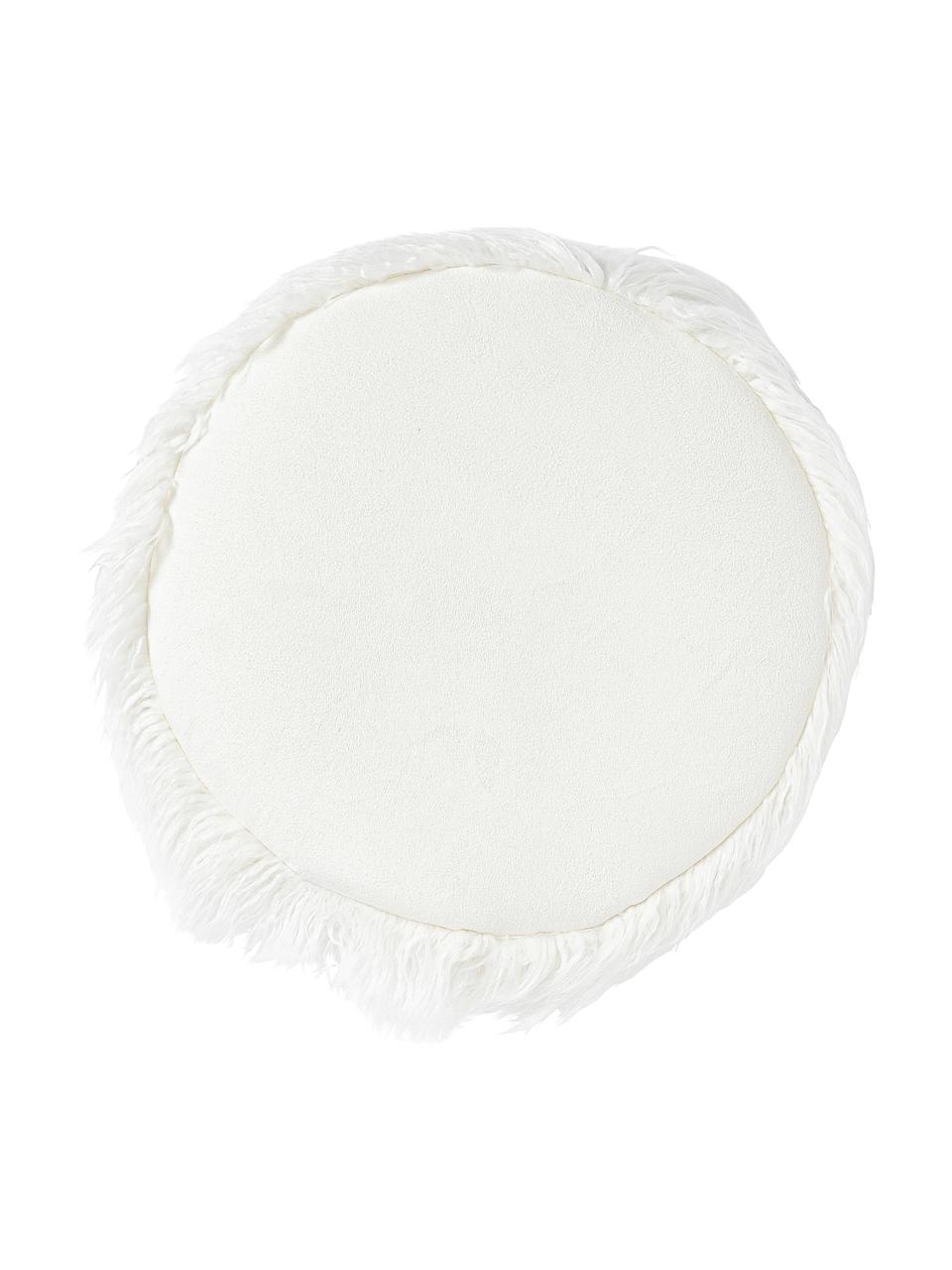 Runde Kunstfell-Sitzauflage Morten, gelockt, Vorderseite: 67% Akryl, 33% Polyester, Rückseite: 100% Polyester, Cremeweiß, Ø 37 cm