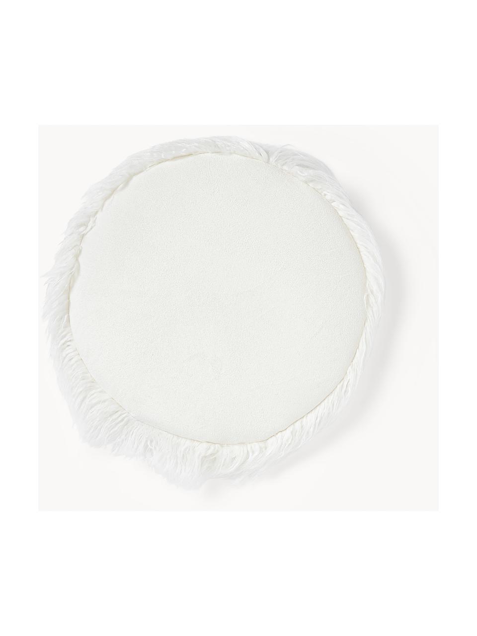 Galette de chaise en fourrure synthétique frisée Morten, Blanc cassé, Ø 37 cm